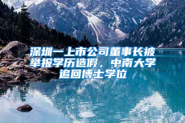 深圳一上市公司董事长被举报学历造假，中南大学追回博士学位