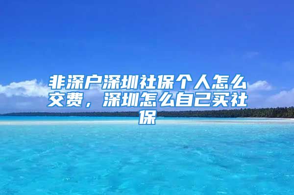 非深户深圳社保个人怎么交费，深圳怎么自己买社保