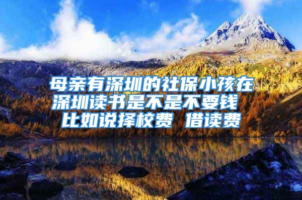 母亲有深圳的社保小孩在深圳读书是不是不要钱 比如说择校费 借读费