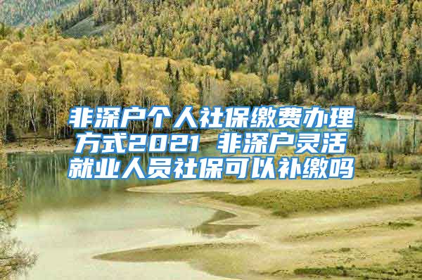 非深户个人社保缴费办理方式2021 非深户灵活就业人员社保可以补缴吗