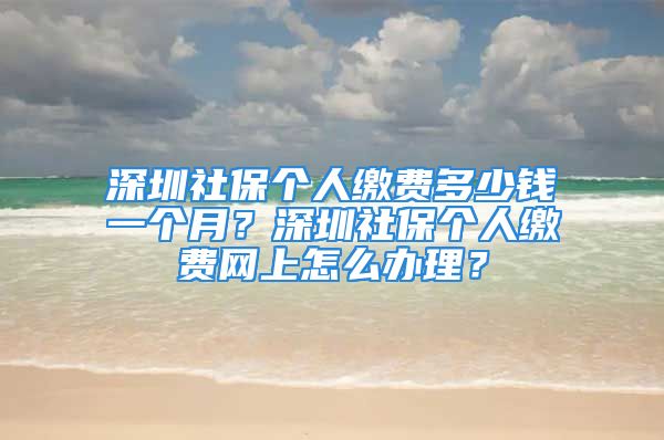 深圳社保个人缴费多少钱一个月？深圳社保个人缴费网上怎么办理？