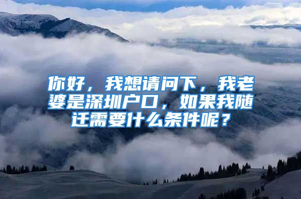 你好，我想请问下，我老婆是深圳户口，如果我随迁需要什么条件呢？