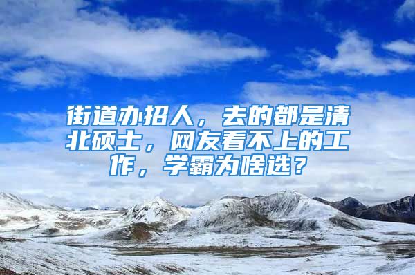 街道办招人，去的都是清北硕士，网友看不上的工作，学霸为啥选？