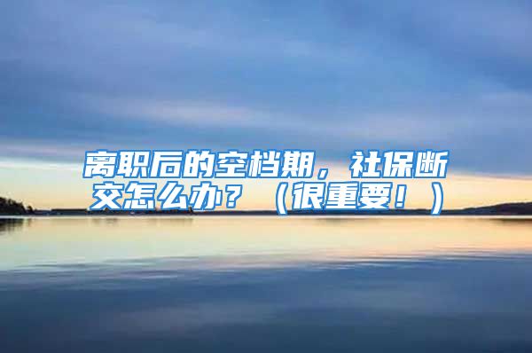 离职后的空档期，社保断交怎么办？（很重要！）