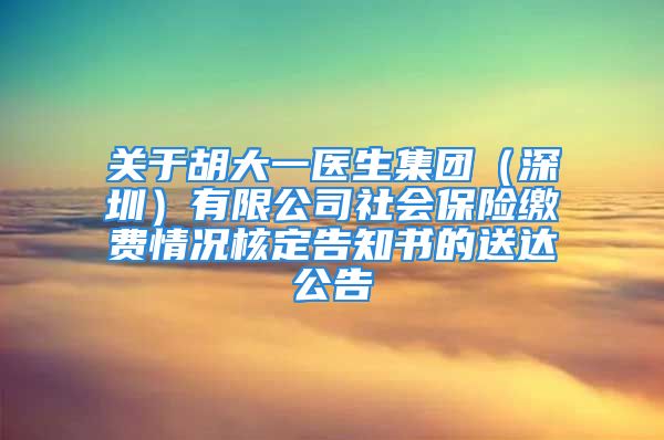 关于胡大一医生集团（深圳）有限公司社会保险缴费情况核定告知书的送达公告