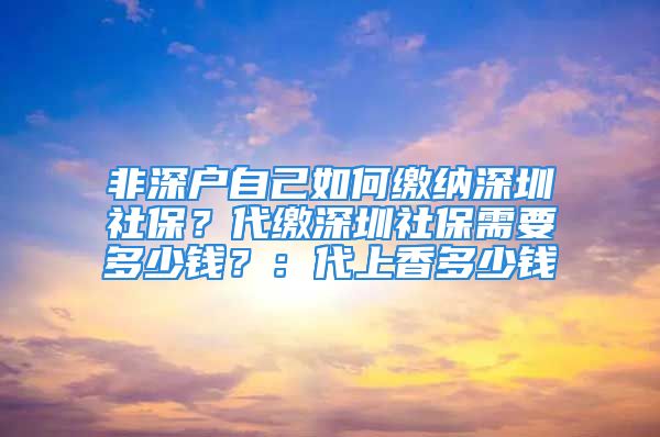 非深户自己如何缴纳深圳社保？代缴深圳社保需要多少钱？：代上香多少钱