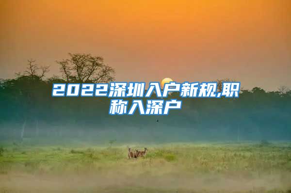 2022深圳入户新规,职称入深户