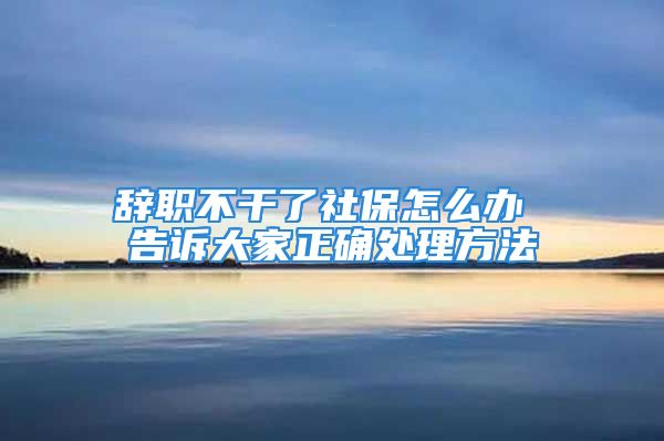 辞职不干了社保怎么办 告诉大家正确处理方法