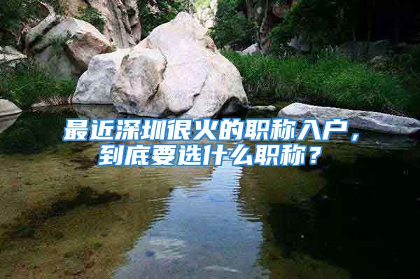 最近深圳很火的职称入户，到底要选什么职称？