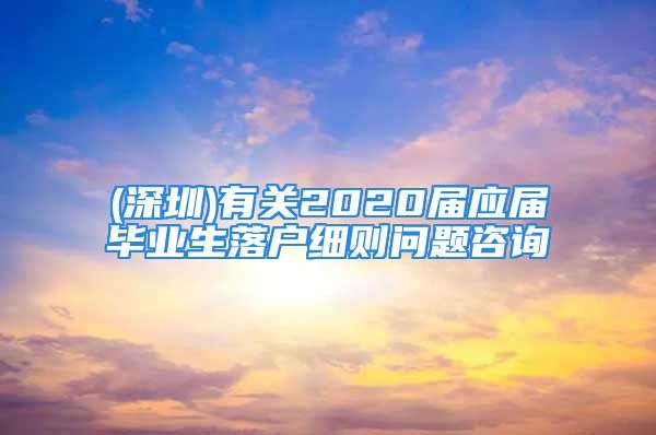 (深圳)有关2020届应届毕业生落户细则问题咨询