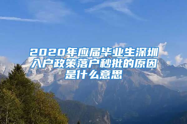 2020年应届毕业生深圳入户政策落户秒批的原因是什么意思