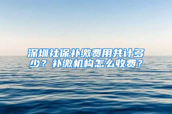 深圳社保补缴费用共计多少？补缴机构怎么收费？