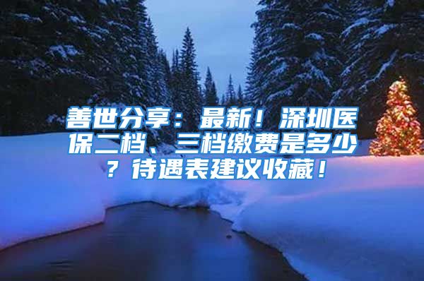 善世分享：最新！深圳医保二档、三档缴费是多少？待遇表建议收藏！