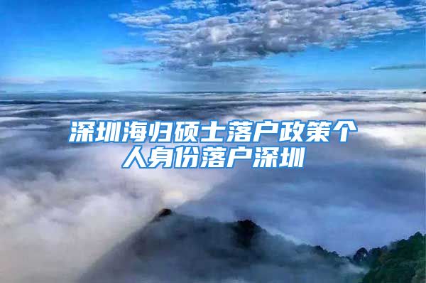 深圳海归硕士落户政策个人身份落户深圳