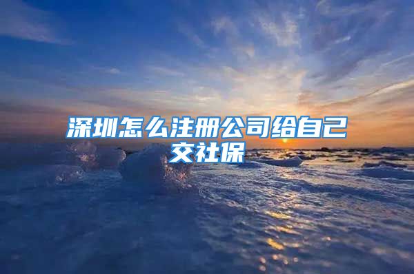 深圳怎么注册公司给自己交社保