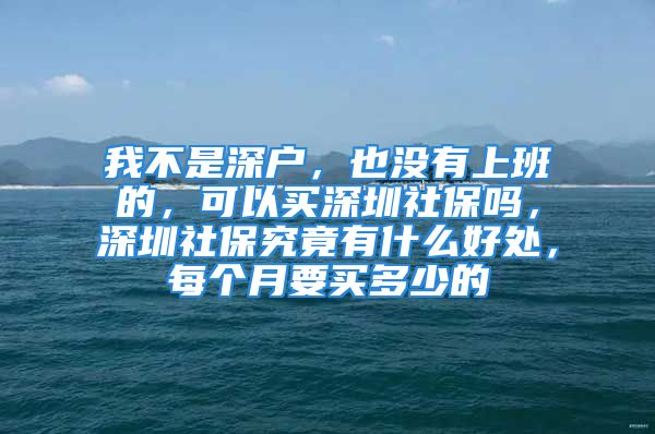 我不是深户，也没有上班的，可以买深圳社保吗，深圳社保究竟有什么好处，每个月要买多少的