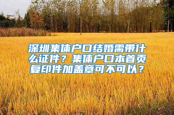 深圳集体户口结婚需带什么证件？集体户口本首页复印件加盖章可不可以？