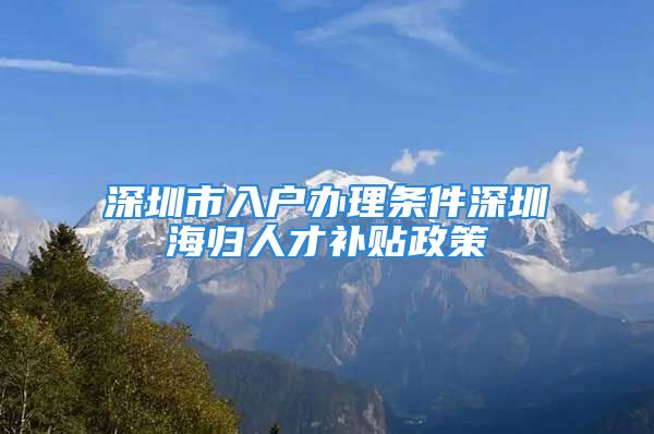 深圳市入户办理条件深圳海归人才补贴政策