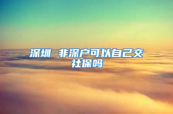 深圳 非深户可以自己交社保吗