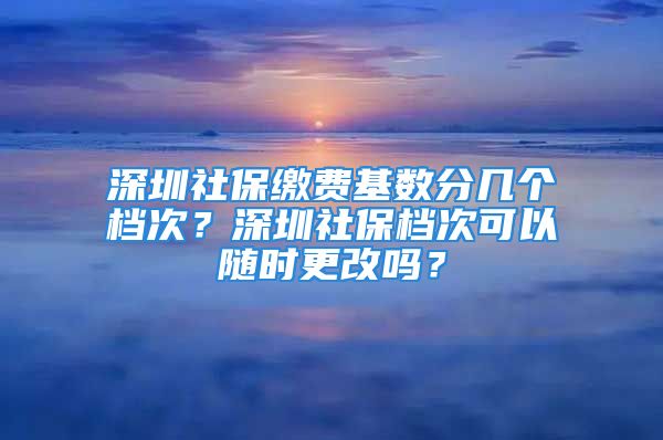 深圳社保缴费基数分几个档次？深圳社保档次可以随时更改吗？