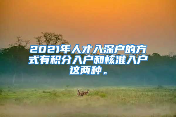 2021年人才入深户的方式有积分入户和核准入户这两种。