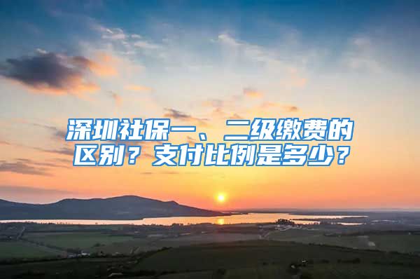 深圳社保一、二级缴费的区别？支付比例是多少？