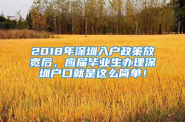 2018年深圳入户政策放宽后，应届毕业生办理深圳户口就是这么简单！