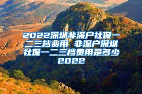 2022深圳非深户社保一二三档费用 非深户深圳社保一二三档费用是多少2022