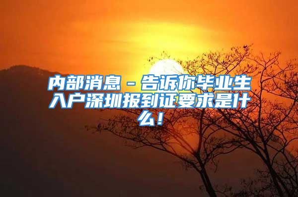 内部消息－告诉你毕业生入户深圳报到证要求是什么！