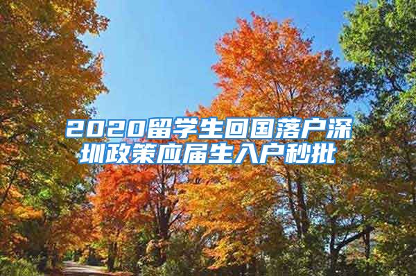 2020留学生回国落户深圳政策应届生入户秒批