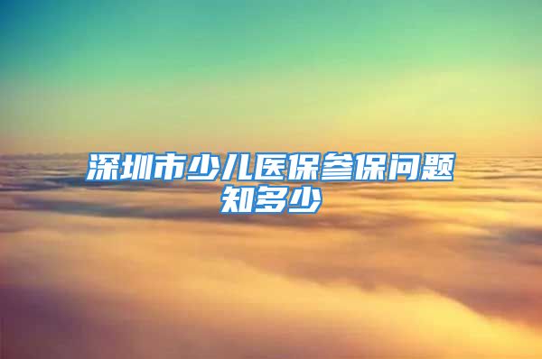 深圳市少儿医保参保问题知多少