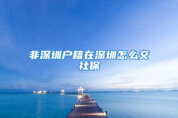 非深圳户籍在深圳怎么交社保