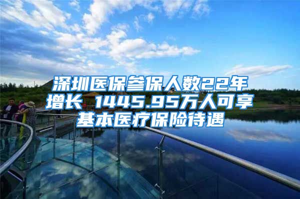 深圳医保参保人数22年增长 1445.95万人可享基本医疗保险待遇