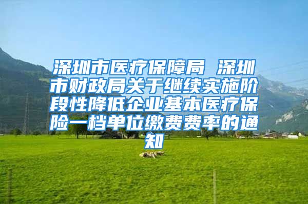 深圳市医疗保障局 深圳市财政局关于继续实施阶段性降低企业基本医疗保险一档单位缴费费率的通知