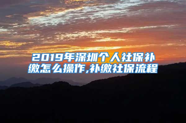 2019年深圳个人社保补缴怎么操作,补缴社保流程