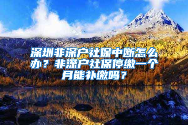 深圳非深户社保中断怎么办？非深户社保停缴一个月能补缴吗？