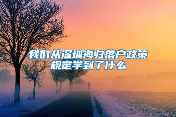 我们从深圳海归落户政策规定学到了什么