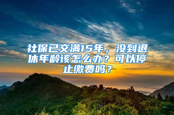 社保已交满15年，没到退休年龄该怎么办？可以停止缴费吗？