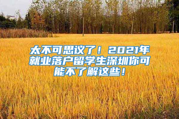 太不可思议了！2021年就业落户留学生深圳你可能不了解这些！