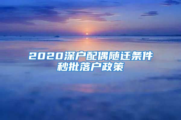 2020深户配偶随迁条件秒批落户政策