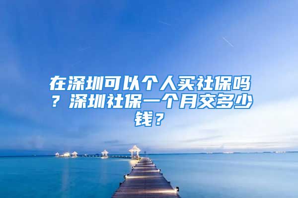 在深圳可以个人买社保吗？深圳社保一个月交多少钱？