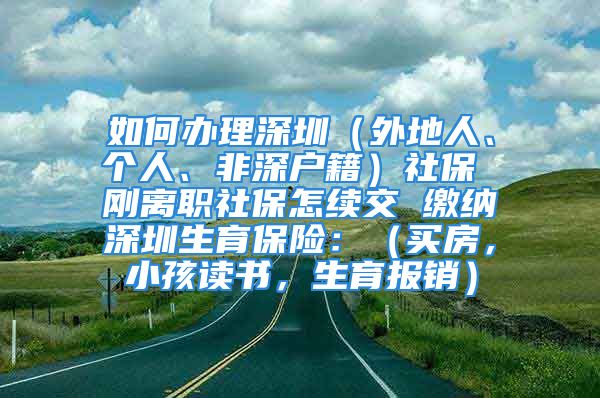 如何办理深圳（外地人、个人、非深户籍）社保 刚离职社保怎续交 缴纳深圳生育保险：（买房，小孩读书，生育报销）