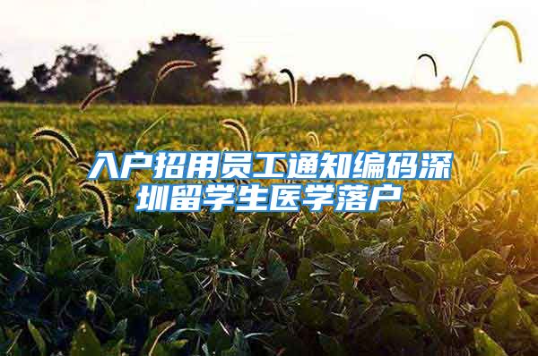 入户招用员工通知编码深圳留学生医学落户