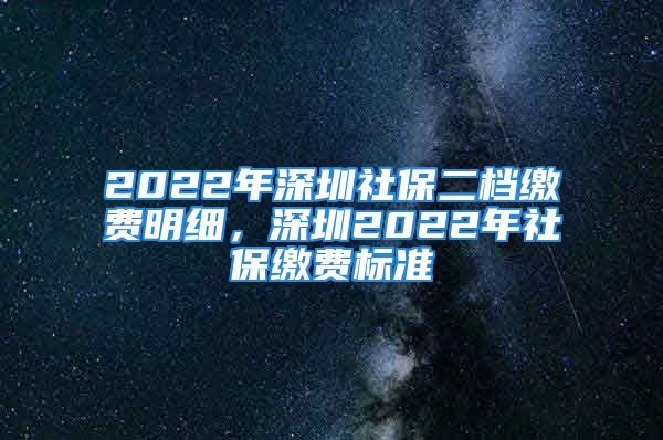 2022年深圳社保二档缴费明细，深圳2022年社保缴费标准