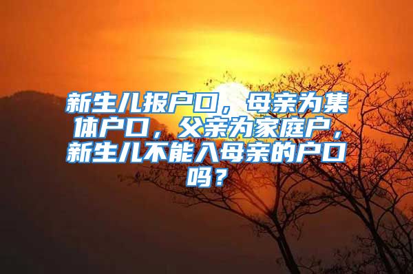 新生儿报户口，母亲为集体户口，父亲为家庭户，新生儿不能入母亲的户口吗？