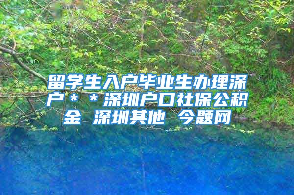 留学生入户毕业生办理深户＊＊深圳户口社保公积金 深圳其他 今题网