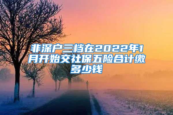 非深户三档在2022年1月开始交社保五险合计缴多少钱