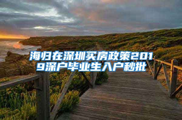 海归在深圳买房政策2019深户毕业生入户秒批