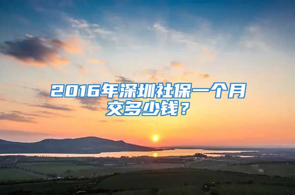 2016年深圳社保一个月交多少钱？