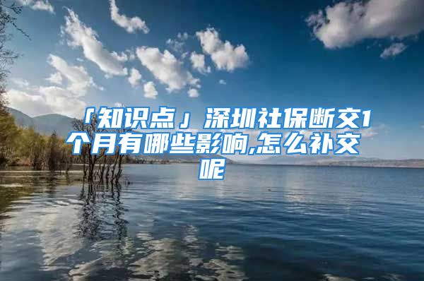 「知识点」深圳社保断交1个月有哪些影响,怎么补交呢